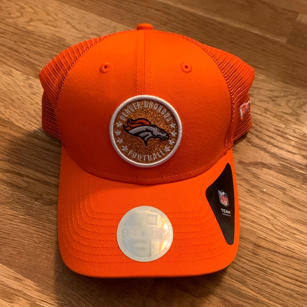 NWT Broncos Football Sparkly Hat Orange